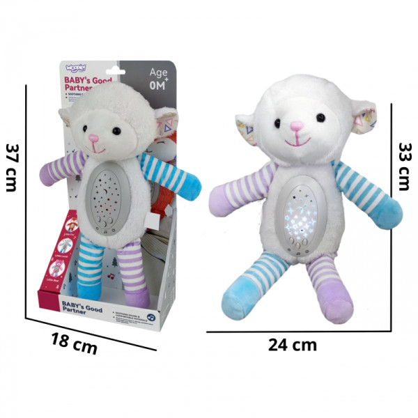 WOOPIE BABY Interaktyvi minkšta pliušinė avytė su projektoriumi WOOPIE BABY Interaktyvi minkšta pliušinė avytė su projektoriumi