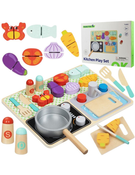 TOOKY TOY Wooden Kitchen with Accessories - Little Chef's Set