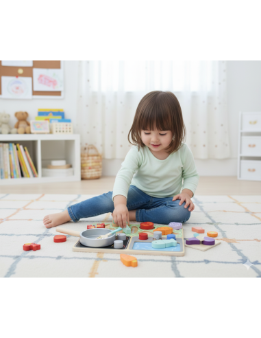 Деревянная кухня TOOKY TOY с аксессуарами - набор маленького повара