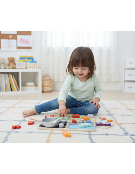TOOKY TOY Wooden Kitchen with Accessories - Little Chef's Set