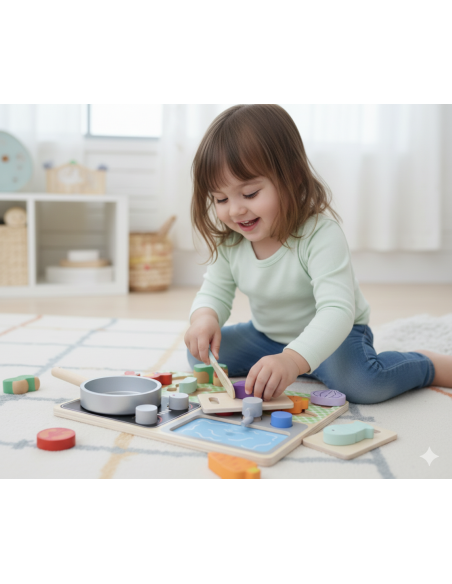 TOOKY TOY Wooden Kitchen with Accessories - Little Chef's Set