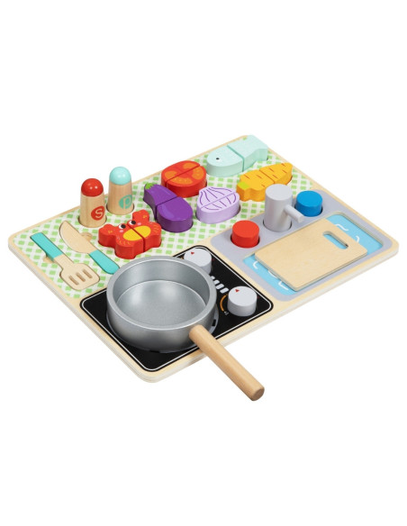 TOOKY TOY Wooden Kitchen with Accessories - Little Chef's Set