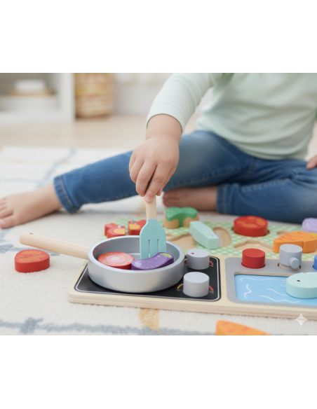 TOOKY TOY Wooden Kitchen with Accessories - Little Chef's Set