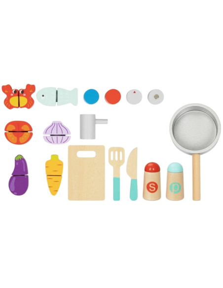 TOOKY TOY Wooden Kitchen with Accessories - Little Chef's Set