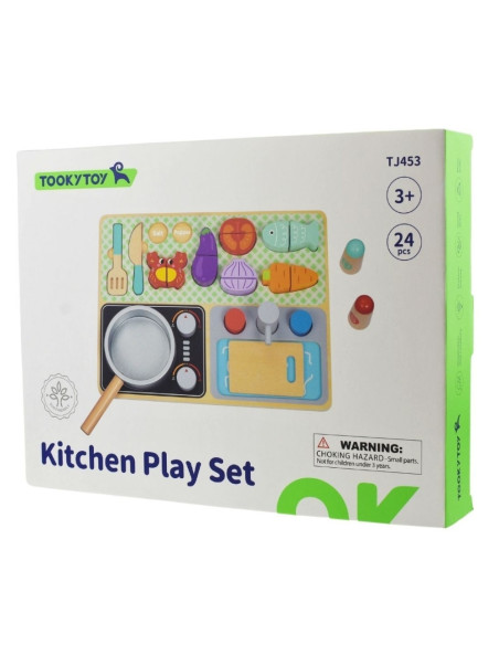 TOOKY TOY Wooden Kitchen with Accessories - Little Chef's Set