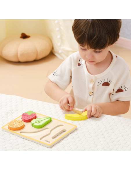 VIGA Wooden Montessori Educational Puzzle Fruits for Cutting
