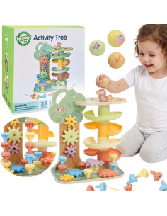 WOOPIE GREEN Montessori 4-in-1 Ball Track Activity Tree FSC