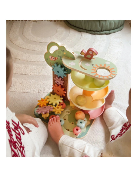 WOOPIE GREEN Montessori "4-in-1" kamuoliukų takelio veiklos medis FSC