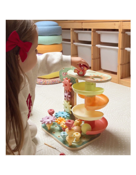 WOOPIE GREEN Montessori "4-in-1" kamuoliukų takelio veiklos medis FSC