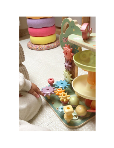 WOOPIE GREEN Montessori "4-in-1" kamuoliukų takelio veiklos medis FSC