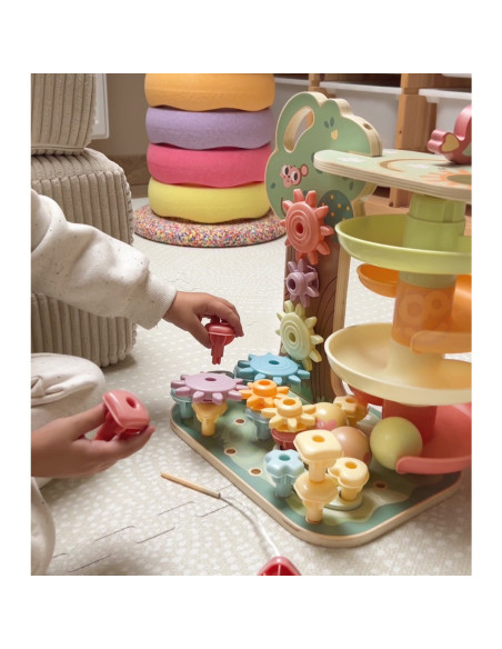 WOOPIE GREEN Montessori "4-in-1" kamuoliukų takelio veiklos medis FSC