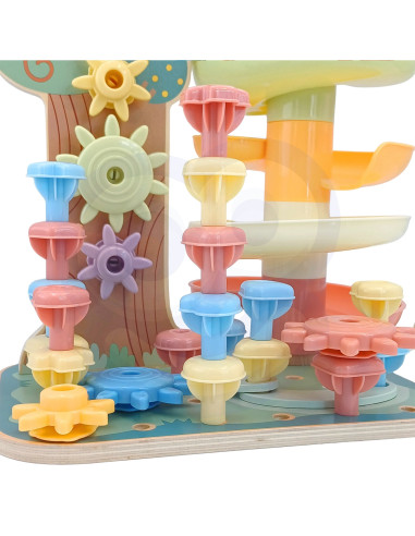 WOOPIE GREEN Montessori "4-in-1" kamuoliukų takelio veiklos medis FSC