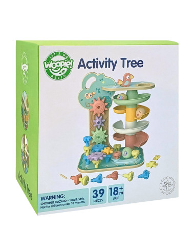 WOOPIE GREEN Montessori "4-in-1" kamuoliukų takelio veiklos medis FSC