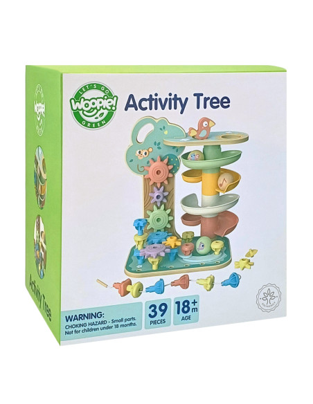 WOOPIE GREEN Montessori "4-in-1" kamuoliukų takelio veiklos medis FSC