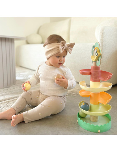 WOOPIE GREEN Medinis kamuoliukų takelis Sensorinis edukacinis 6 vnt.