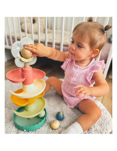 WOOPIE GREEN Medinis kamuoliukų takelis Sensorinis edukacinis 6 vnt.