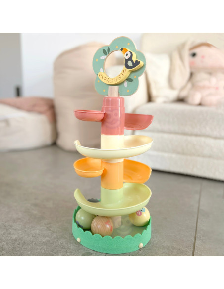 WOOPIE GREEN Medinis kamuoliukų takelis Sensorinis edukacinis 6 vnt.