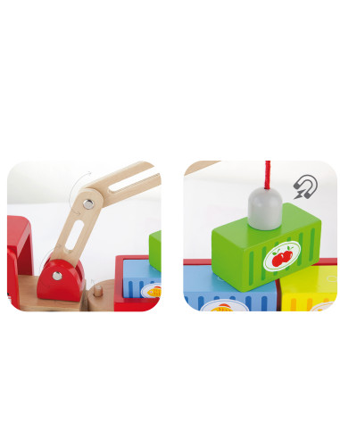 VIGA Wooden Crane with Containers