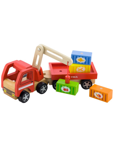 VIGA Wooden Crane with Containers