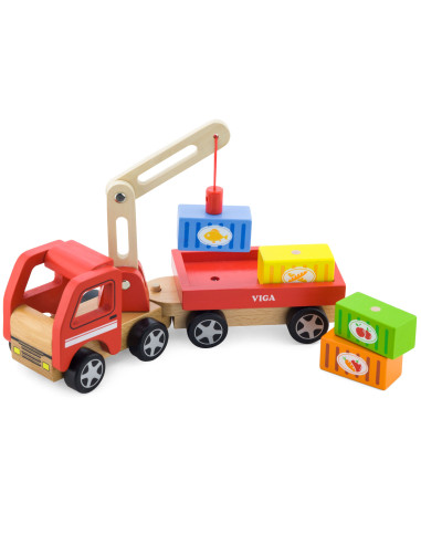 VIGA Wooden Crane with Containers