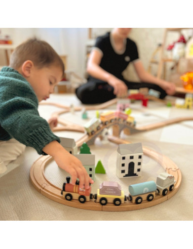 TOOKY TOY Wooden Magnetic Carriages