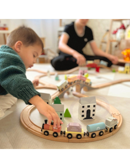 TOOKY TOY Wooden Magnetic Carriages