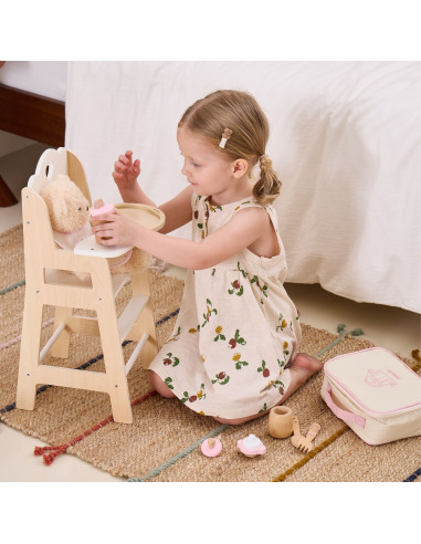 VIGA PolarB medinių lėlių maitinimo krepšelių rinkinys su buteliuku ir šliaužtinuku