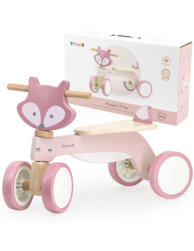 VIGA PolarB Wooden Fox Ride-On with Soft Wheels