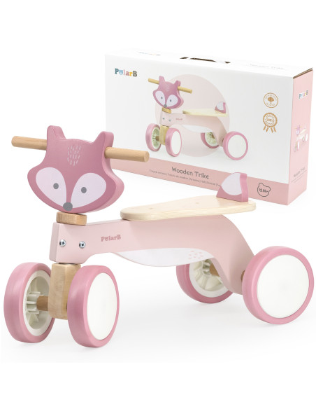 Детская машинка-каталка VIGA PolarB Wooden Fox с мягкими колесами