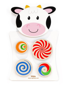 VIGA Wooden Manipulative Board Cow FSC Montessori Certificate