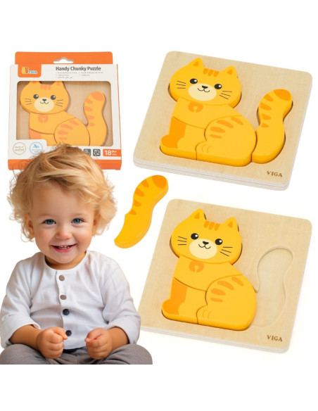 VIGA Wooden Puzzle - Ginger Kitten