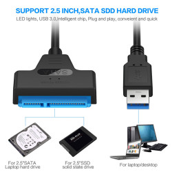 SATA to USB 3.0 / 2.0 kabelis 2,5 inch HDD, SSD diskų pajungimui per USB 3.0 / 2.0