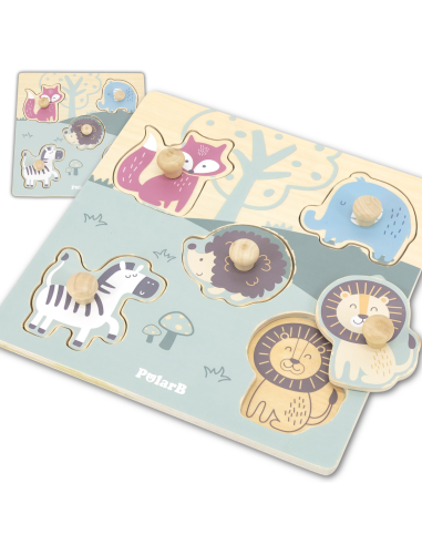VIGA PolarB Wooden Puzzle Animals with Pins