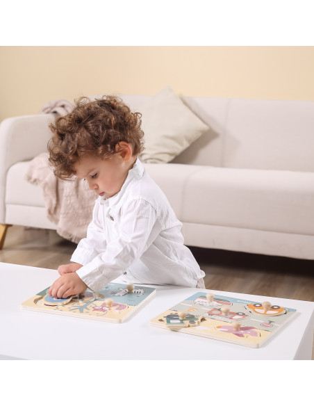 VIGA PolarB Wooden Puzzle Animals with Pins