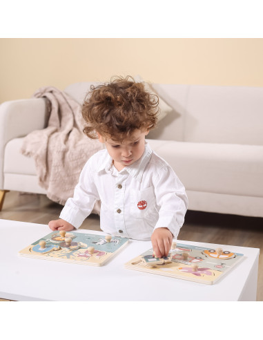 VIGA PolarB Wooden Puzzle Animals with Pins