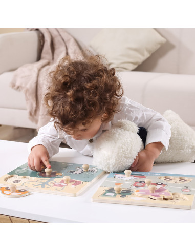 VIGA PolarB Wooden Puzzle Animals with Pins