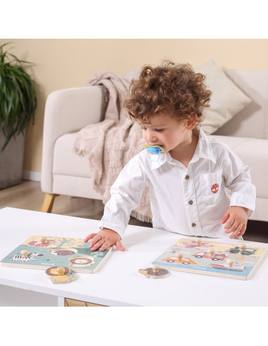 VIGA PolarB Wooden Puzzle Animals with Pins