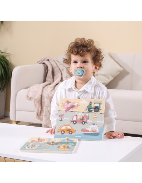 VIGA PolarB Wooden Puzzle Animals with Pins