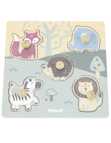 VIGA PolarB Wooden Puzzle Animals with Pins