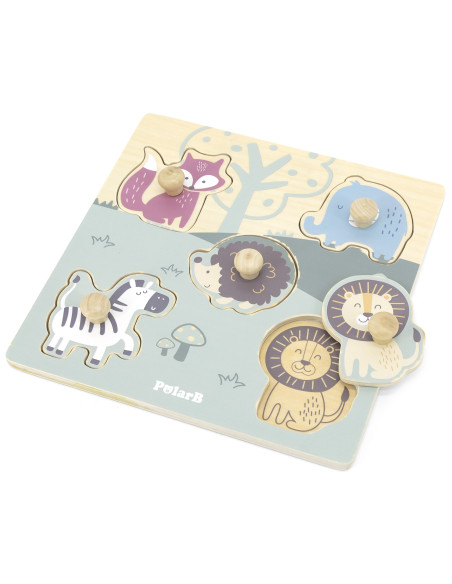 VIGA PolarB Wooden Puzzle Animals with Pins