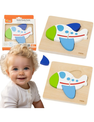 VIGA Wooden Puzzle – Colorful Airplane
