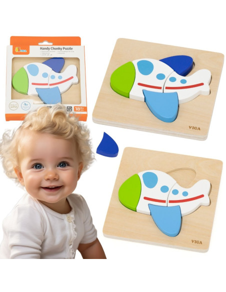 VIGA Wooden Puzzle – Colorful Airplane