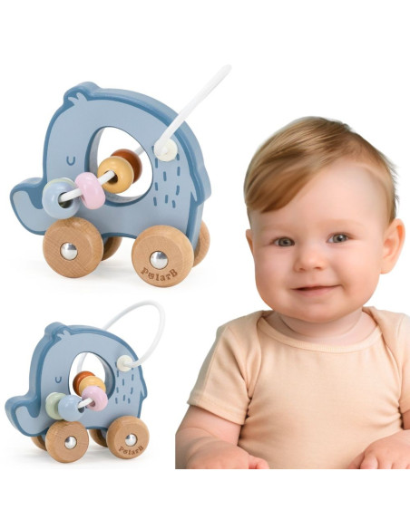 VIGA Bead Maze on Wheels - Elephant 12M+