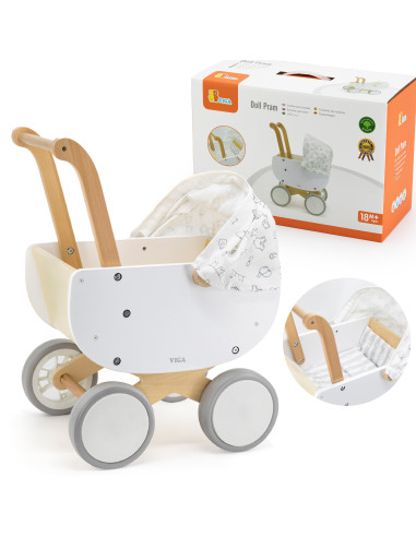 VIGA Wooden Doll's Pram with Gondola