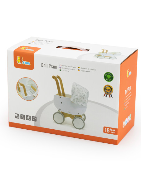 VIGA Wooden Doll's Pram with Gondola