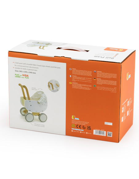 VIGA Wooden Doll's Pram with Gondola