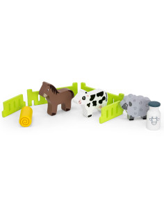 VIGA Wooden Tractor Animal Farm 2