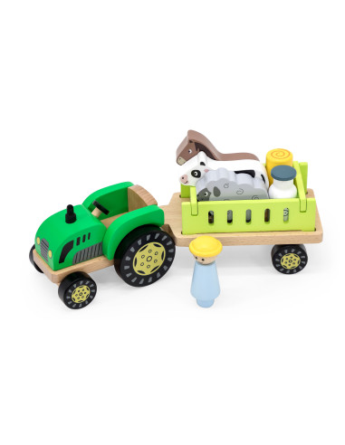 VIGA Wooden Tractor Animal Farm