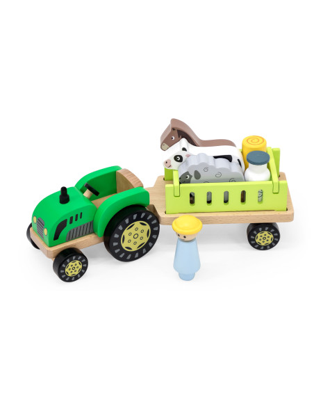 VIGA Wooden Tractor Animal Farm