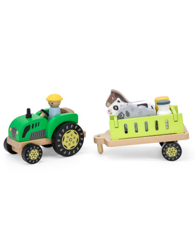 VIGA Wooden Tractor Animal Farm